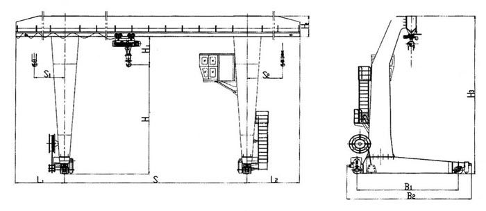 L型电动葫芦门式起重机结构图
