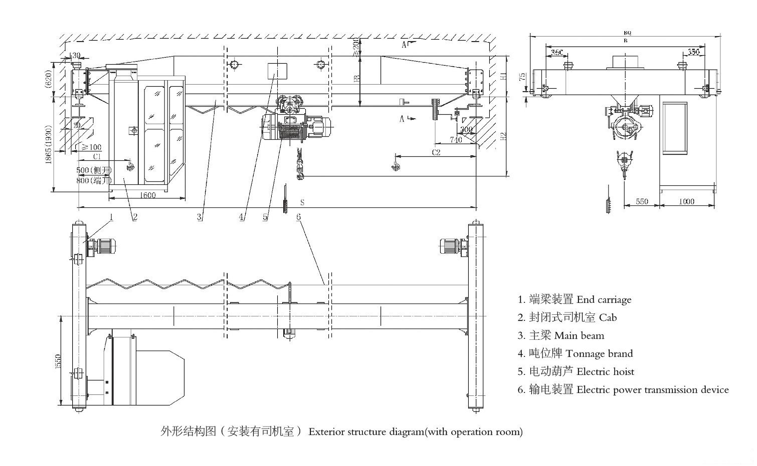 电动单梁起重机结构简图